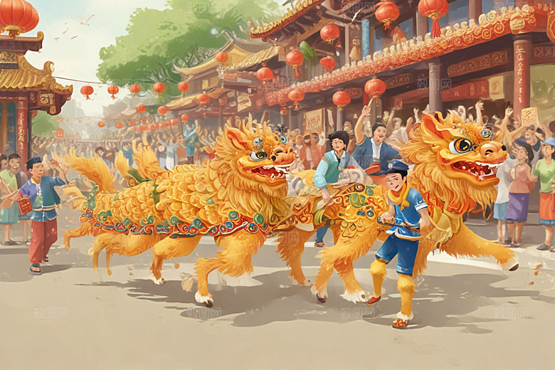 春节舞龙庆祝活动图片