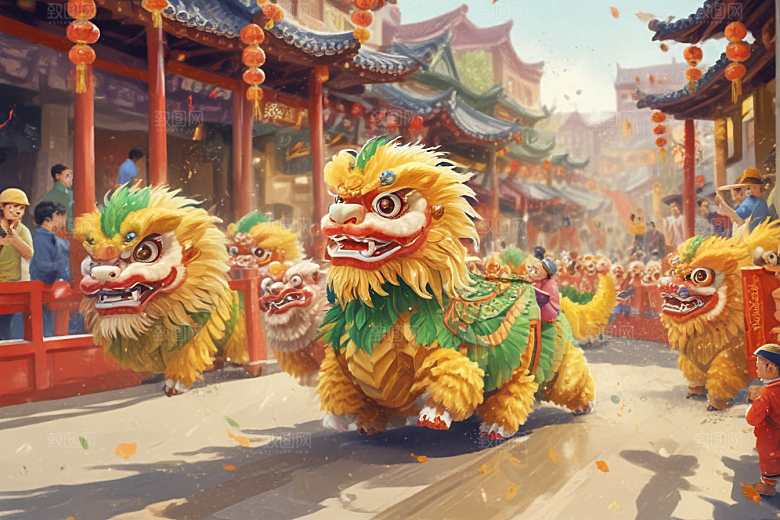春节舞龙庆祝活动图片