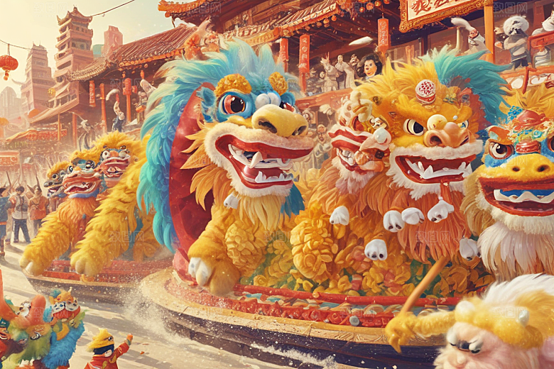 春节舞龙庆祝活动图片