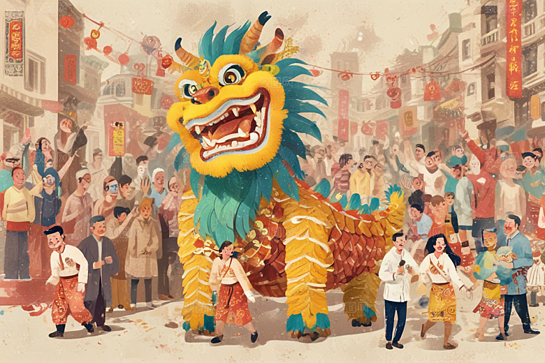 春节舞龙庆祝活动图片