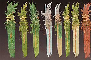 华丽龙首绿叶缠绕剑阵图片
