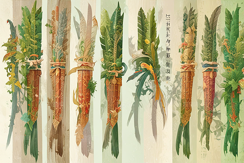 华丽龙首绿叶缠绕剑阵图片