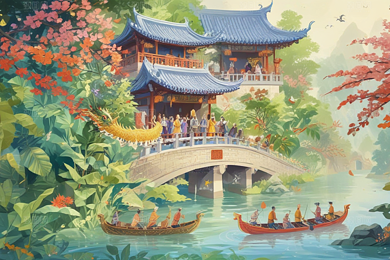 齐天大圣率兽乘龙舟竞渡图片