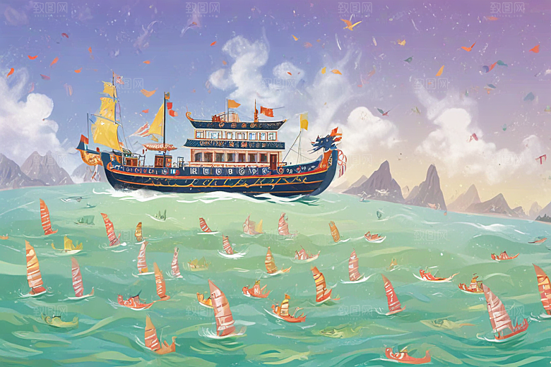 华丽龙舟破浪航图片