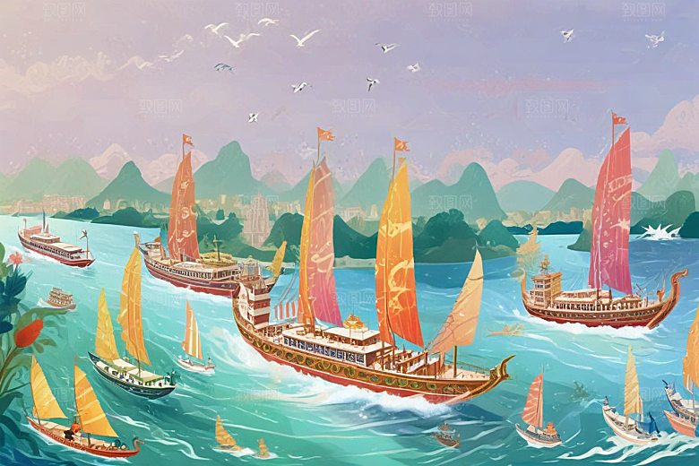 华丽龙舟破浪航图片