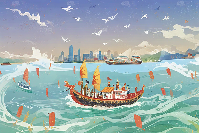 华丽龙舟破浪航图片