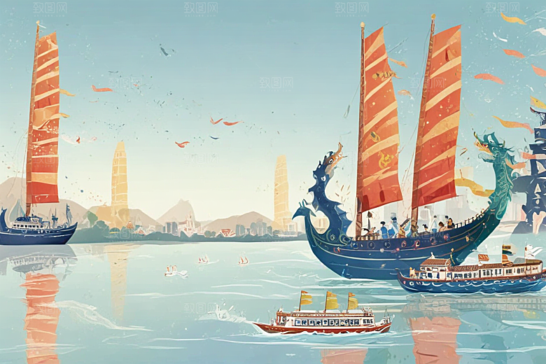 华丽龙舟破浪航图片