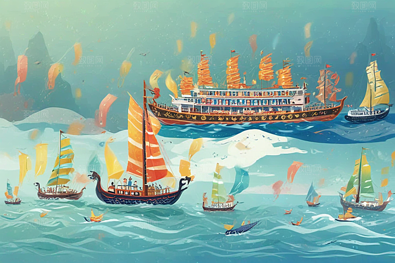华丽龙舟破浪航图片