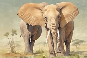 大象草原漫步图片