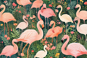 热带风情粉红火烈鸟壁纸图片