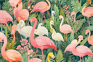 热带风情粉红火烈鸟壁纸图片