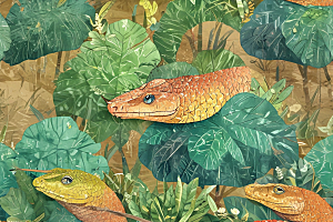 树叶纹理绿色蛇图片