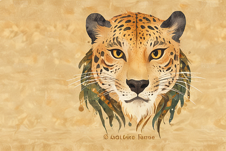 猎豹威猛艺术插画印象图片