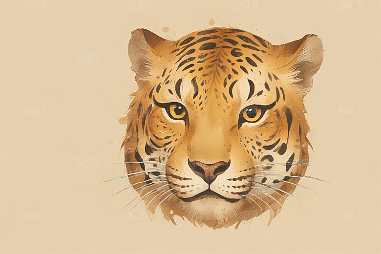 猎豹威猛艺术插画印象图片