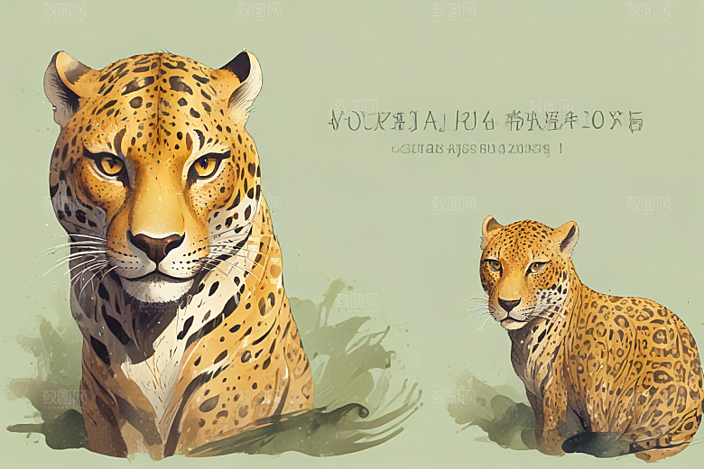 猎豹威猛艺术插画印象图片