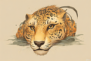 猎豹威猛艺术插画印象图片