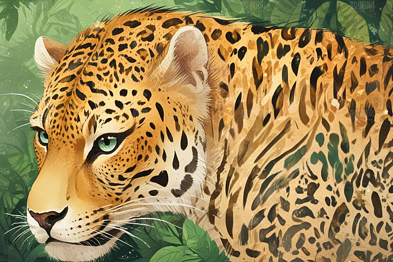 猎豹威猛艺术插画印象图片
