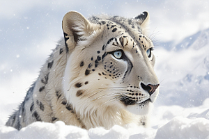 雪域高原雪豹双雄图片