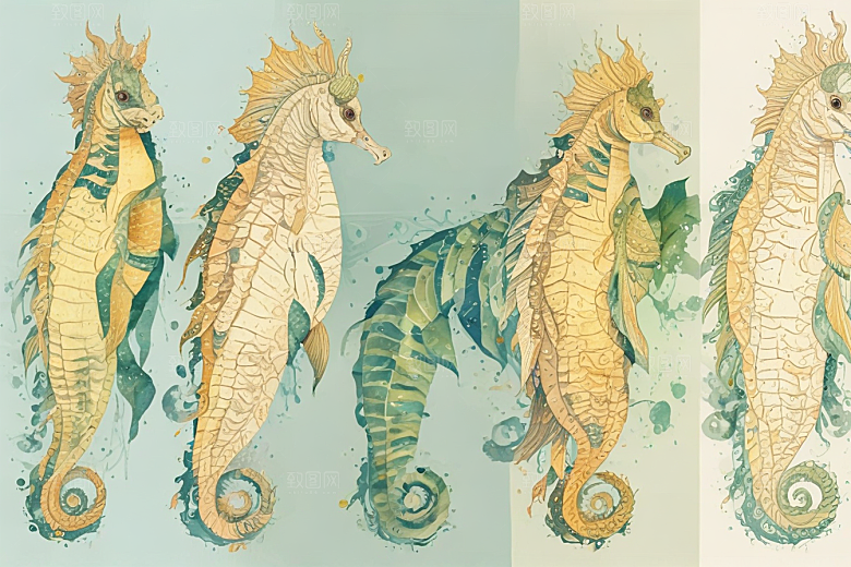 海底世界手绘画多种鱼类生动呈现图片