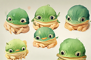 可爱插画 两只小青蛙图片