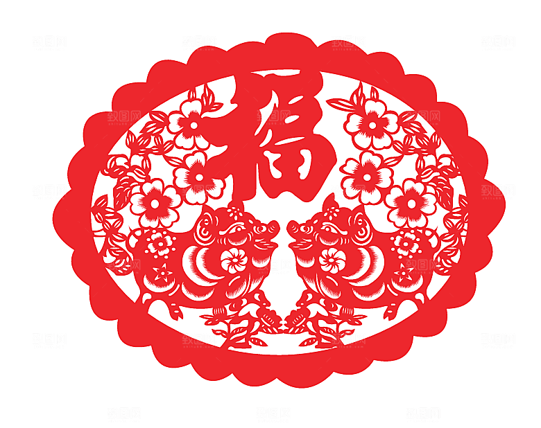 新年春节剪纸创意素材