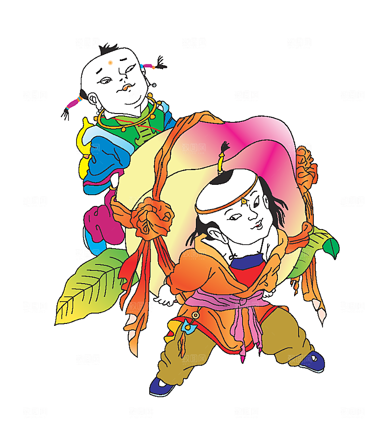 创意新年卡通手绘年华哇哇素材元素