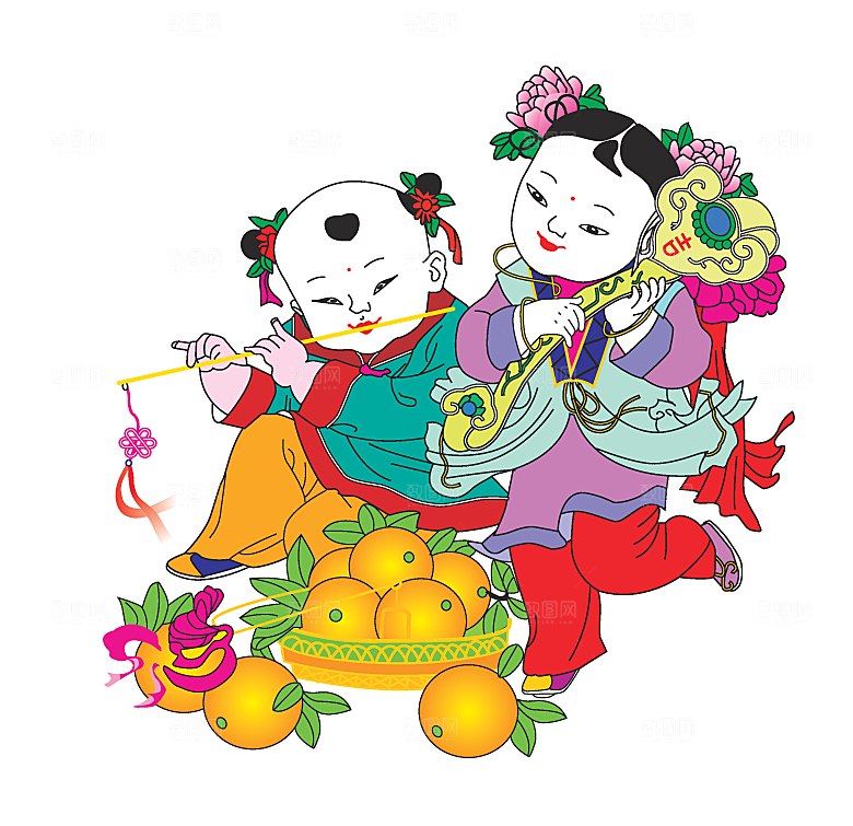创意新年卡通手绘年华哇哇素材元素