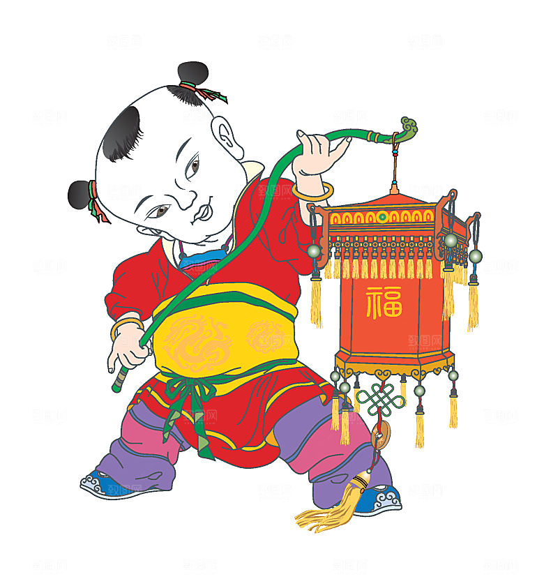 创意新年卡通手绘年华哇哇素材元素