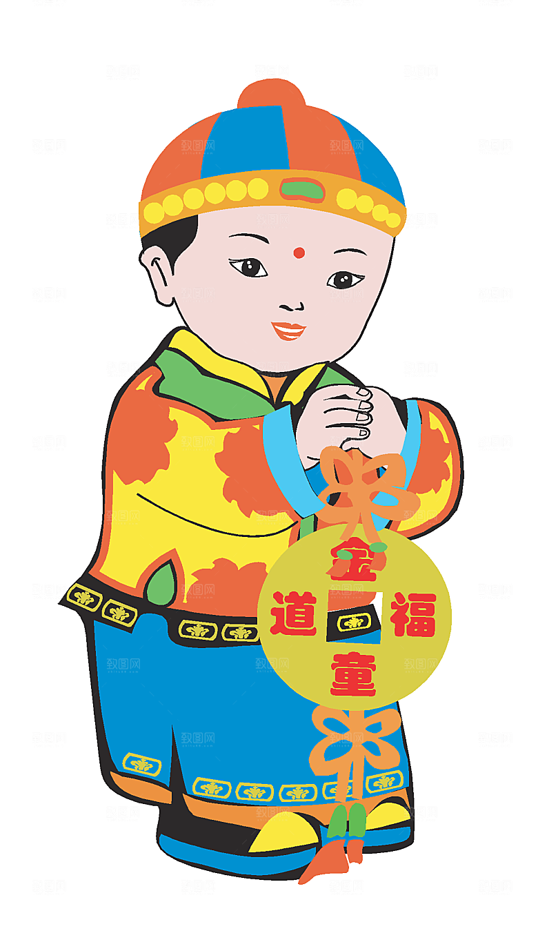 创意新年卡通手绘年华哇哇素材元素