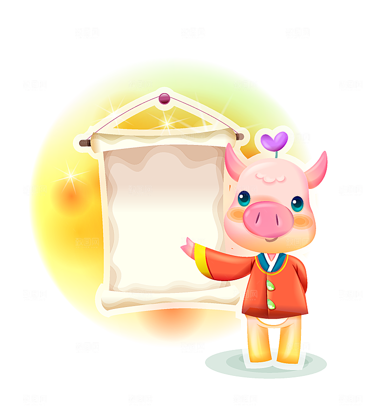 矢量手绘卡通小猪插画元素