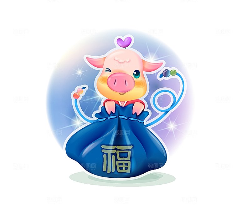 矢量手绘卡通小猪插画元素