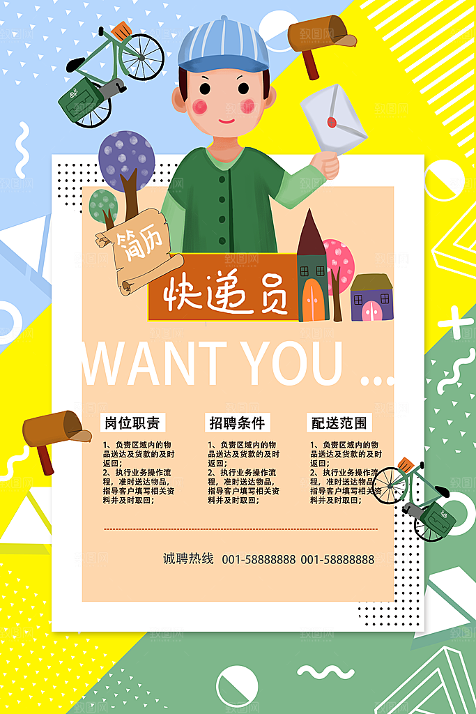 快递员招聘宣传海报