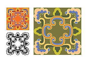 复古中式创意花纹素材