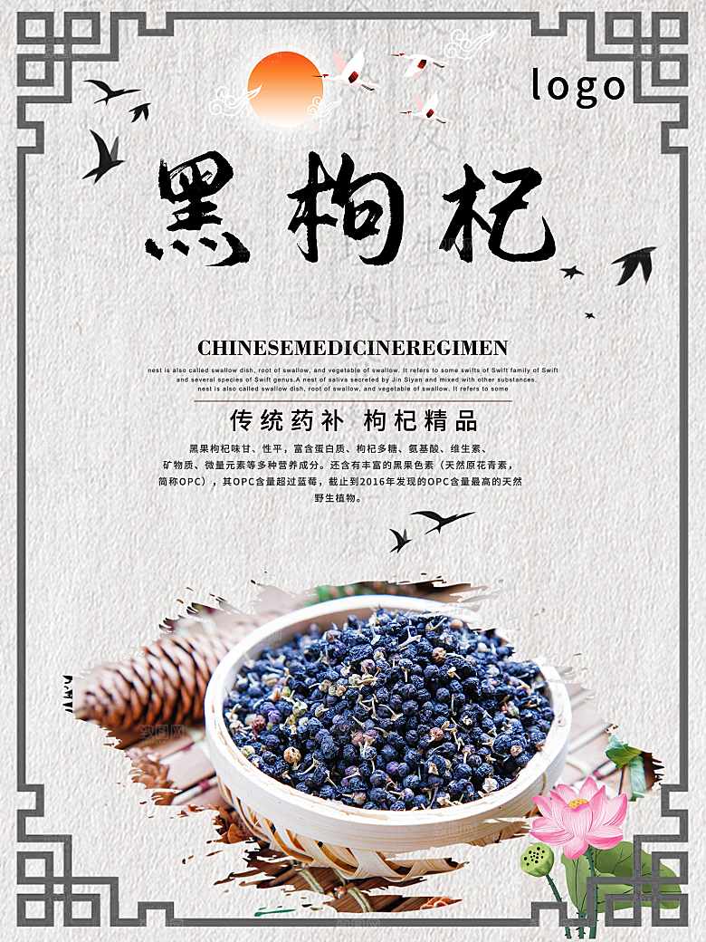 传统药补黑枸杞海报