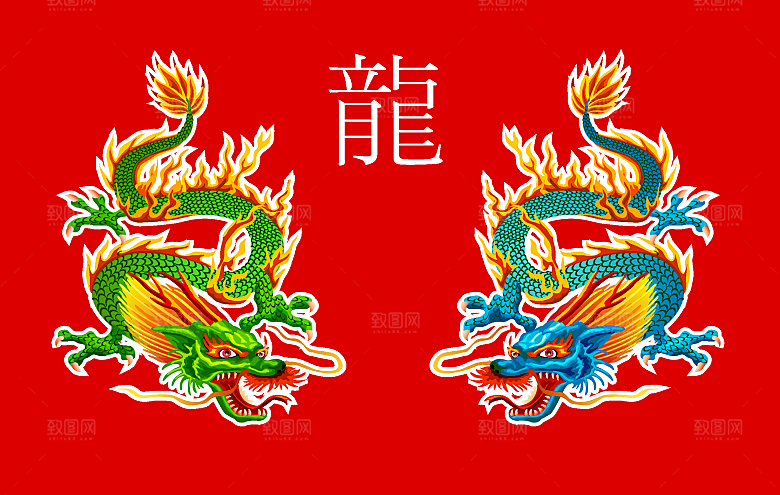 矢量卡通创意龙纹素材