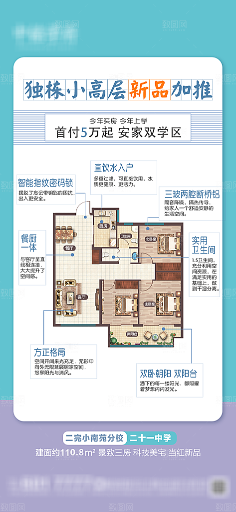 地产户型价值点促销海报