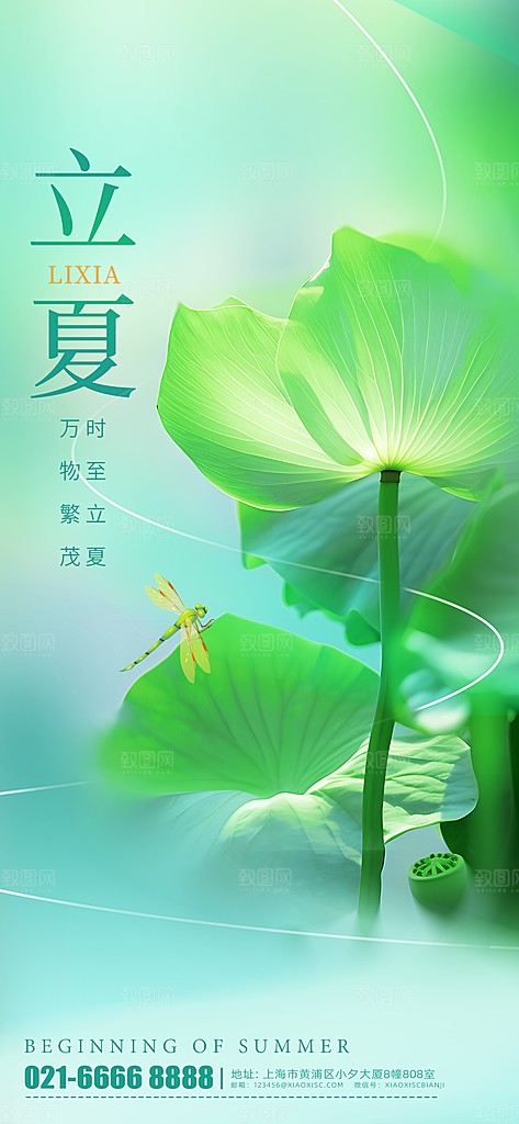 立夏节气简约大气海报