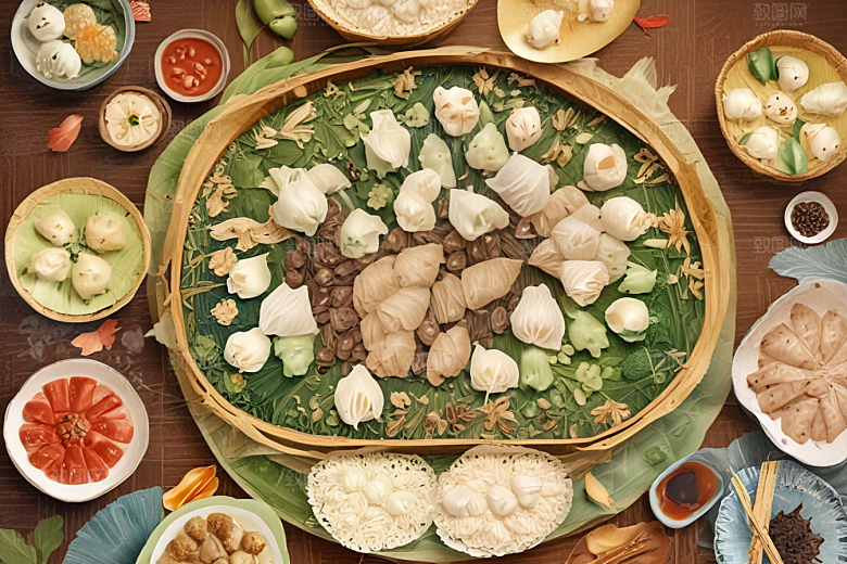 传统美食盛宴精致点心佳肴视觉狂欢图片