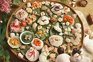 传统美食盛宴精致点心佳肴视觉狂欢图片