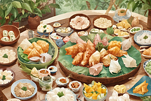 传统美食盛宴精致点心佳肴视觉狂欢图片