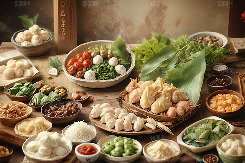 传统美食盛宴精致点心佳肴视觉狂欢图片