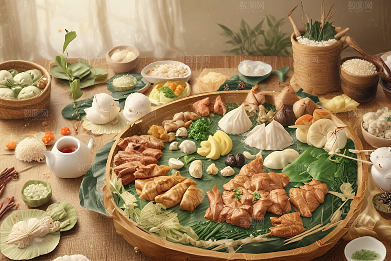 传统美食盛宴精致点心佳肴视觉狂欢图片