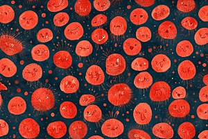 红色病毒卡通形象图图片