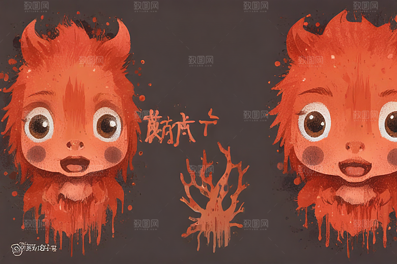 红色病毒卡通形象图图片