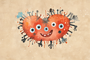 红色病毒卡通形象图图片