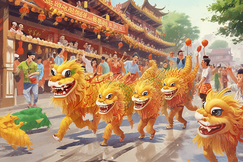 舞动金色巨龙图片