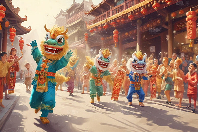 舞动金色巨龙图片