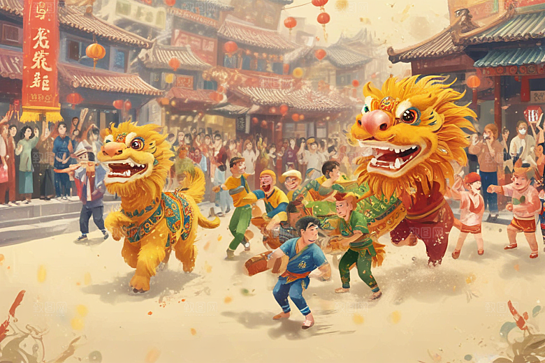 舞动金色巨龙图片