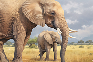 草原大象家族图片