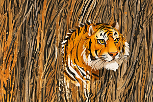 丛林之王老虎写意画图片